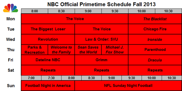 NBC Official Schedule Fall 2013